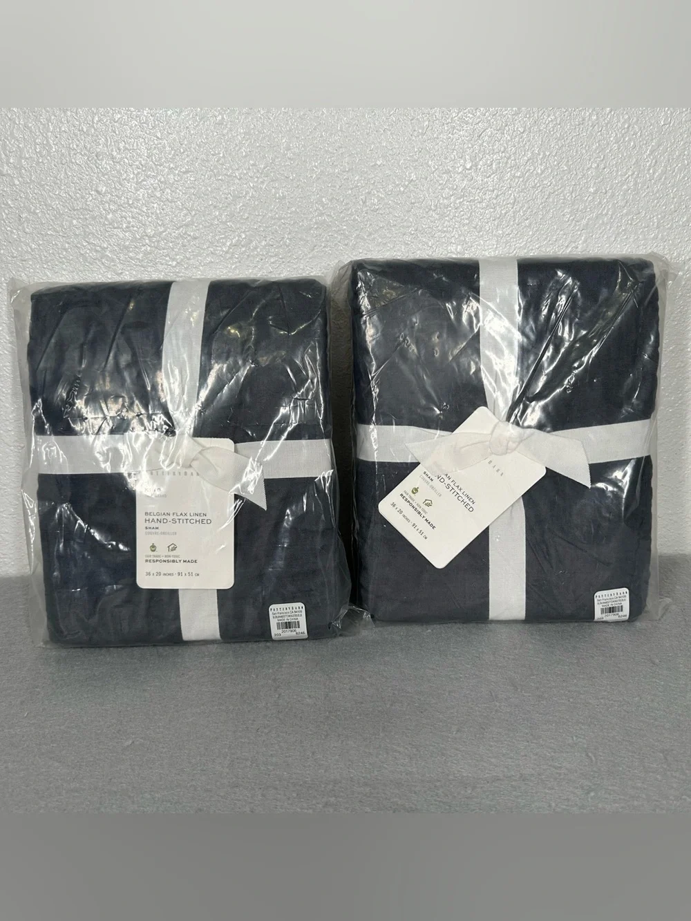 POTTERY BARN Belgian Flax Linen Handcrafted Quilted Sham king size set of 2